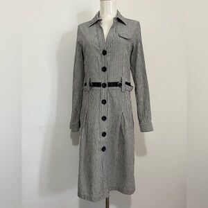 Smart, Tailored, Black & White Striped Long-Sleeve Shirt Dress, EUC, Size M